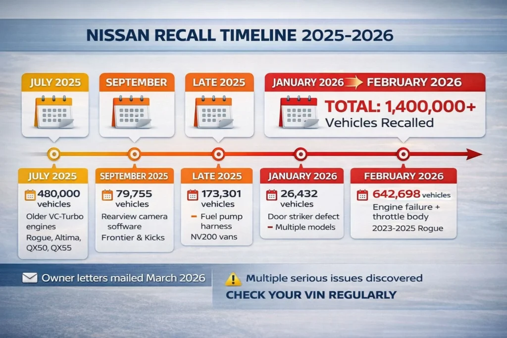 2026 Nissan Recalls: Engine Failure, Safety Issues & What Owners Must Know All Nissan recall timeline