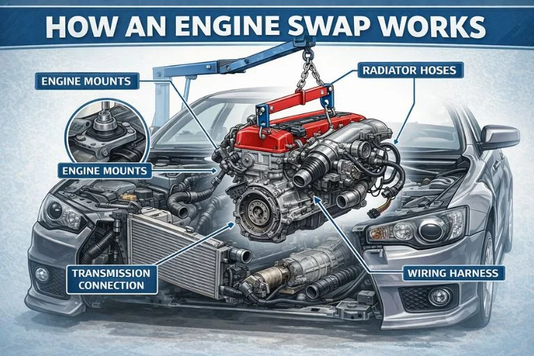 explaination image of how an engine swap works