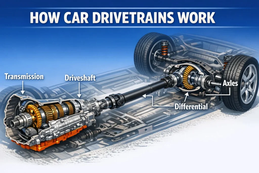 explaination image of how car drivetrains work